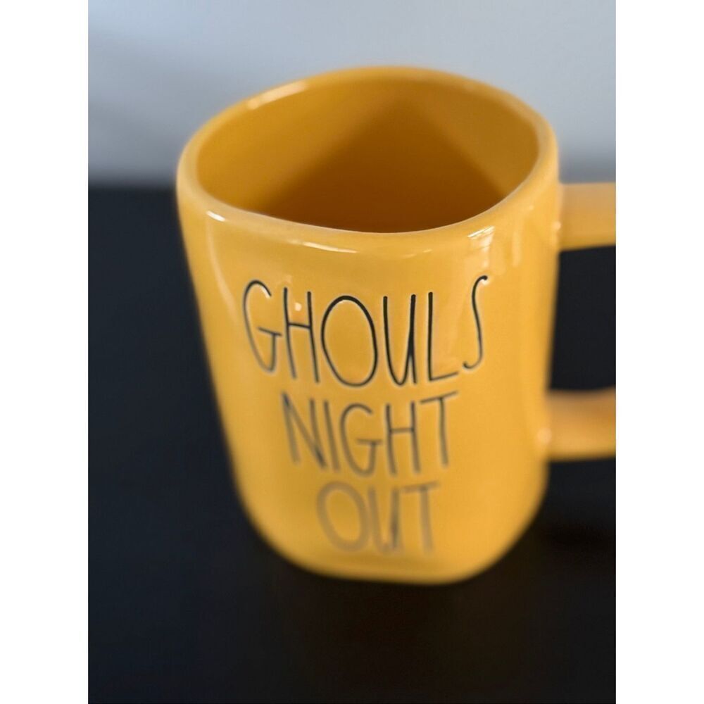 Rae Dunn Halloween Ghouls Night Out Yellow Coffee Tea Cup